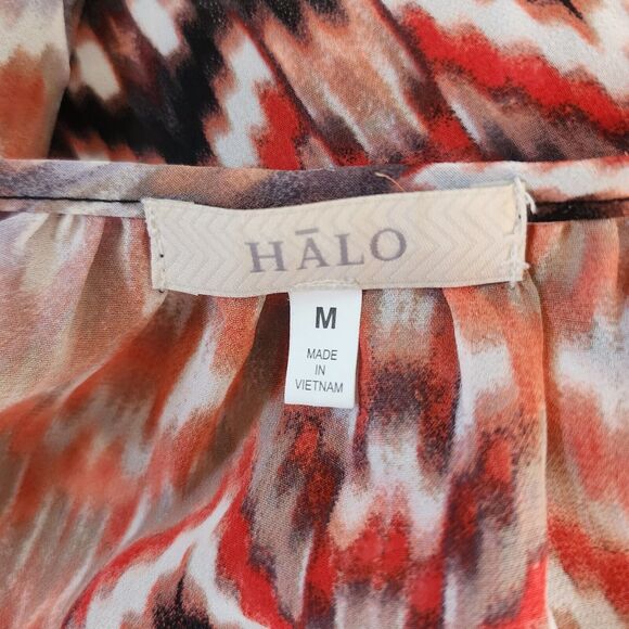 HALO Brown Autumn Colors Pullover Slightly Sheer Tunic Blouse Size M - Picture 6 of 7